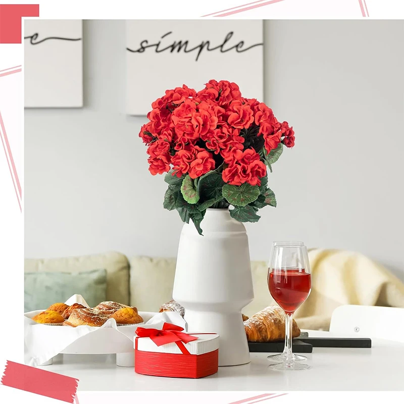 35cm Artificial Silk Geranium Flower Red Artificial Geranium for Home Wedding Vase Table Centerpiece Patio Garden Decoration