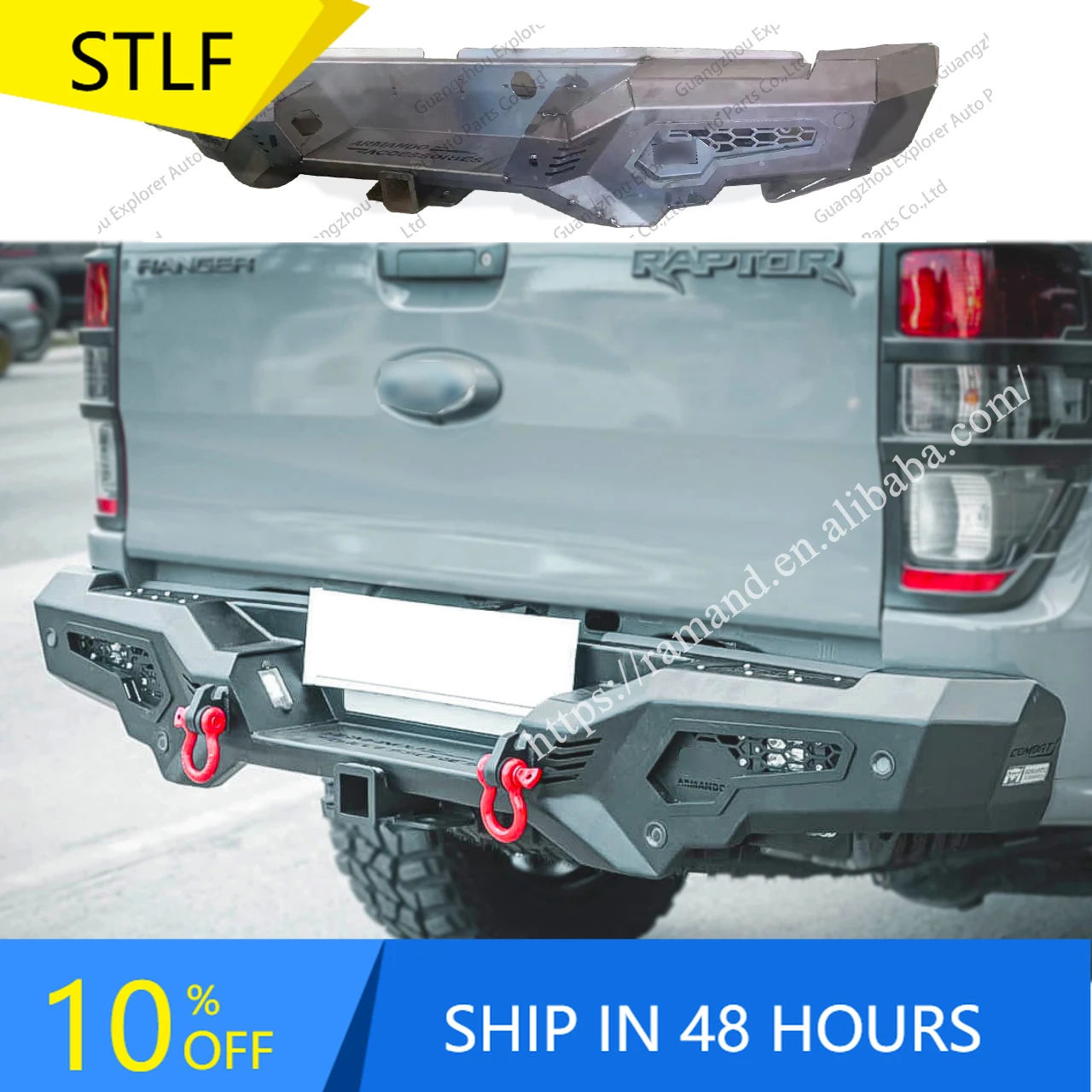 

STLFArmando Ranger Steel Rear Bumper Bar Steel Rear Bumper for Ranger 2012-2021 Rear Bumper for Ranger T6 T7 T8 Raptor