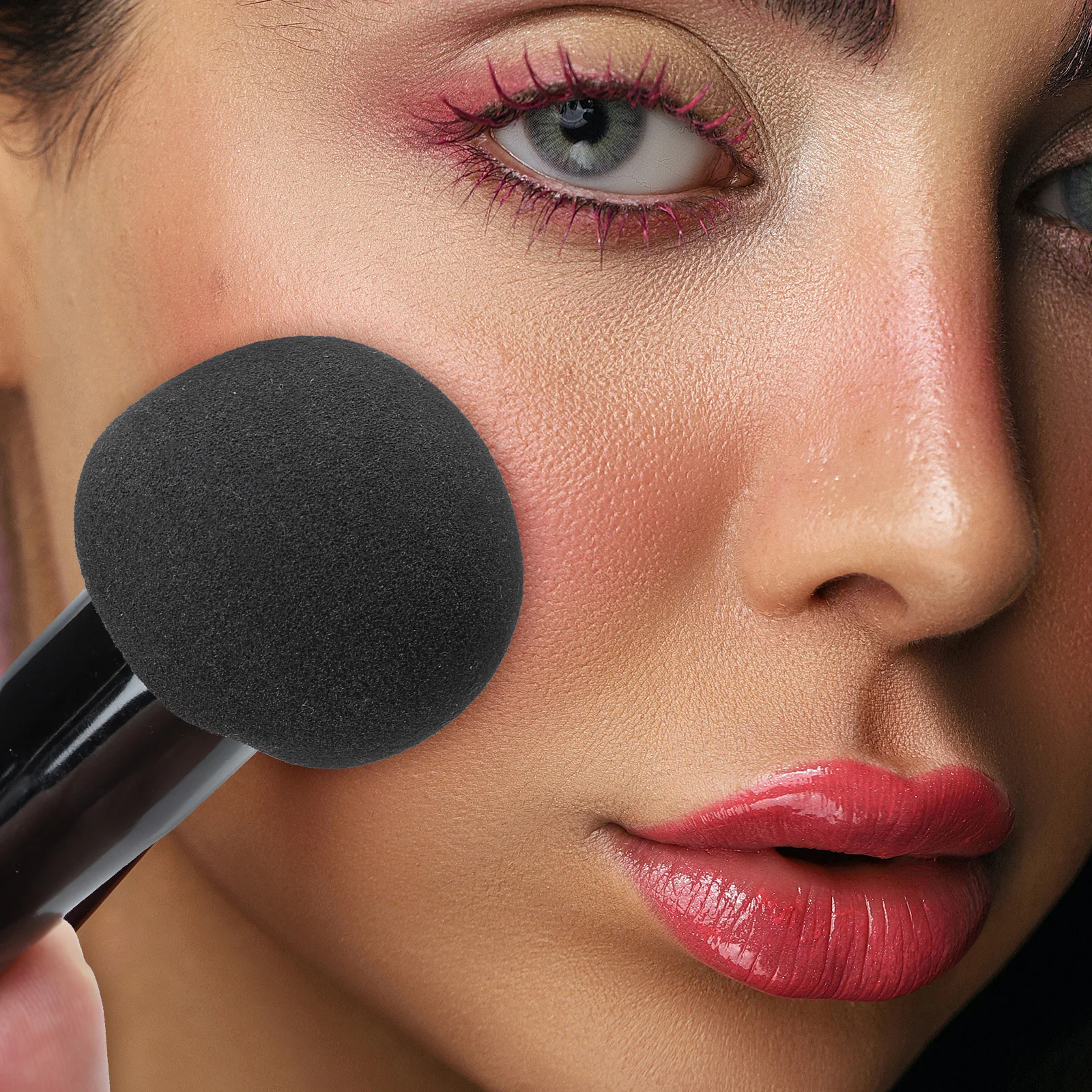 4 pennelli per soffio per trucco, per uso asciutto e bagnato, fondotinta, fard, correttore, evidenziatore, accessorio per trucco portatile