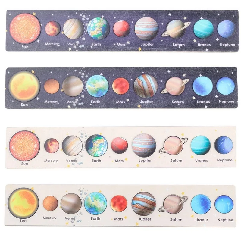 

Wooden Montessori Teaching Aids Science Cognition Jigsaw Puzzle Universe Solar System Eight Planet Matching Educational Toy