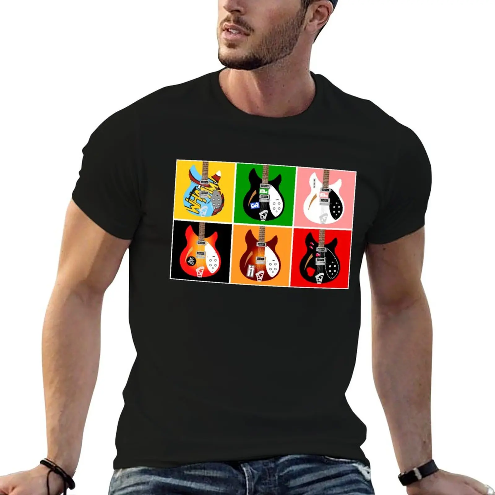 Camiseta masculina com estampa de guitarras Jam Rickenbacker de Paul Weller, camiseta gráfica para homem, camiseta slim fit, camiseta masculina de designer