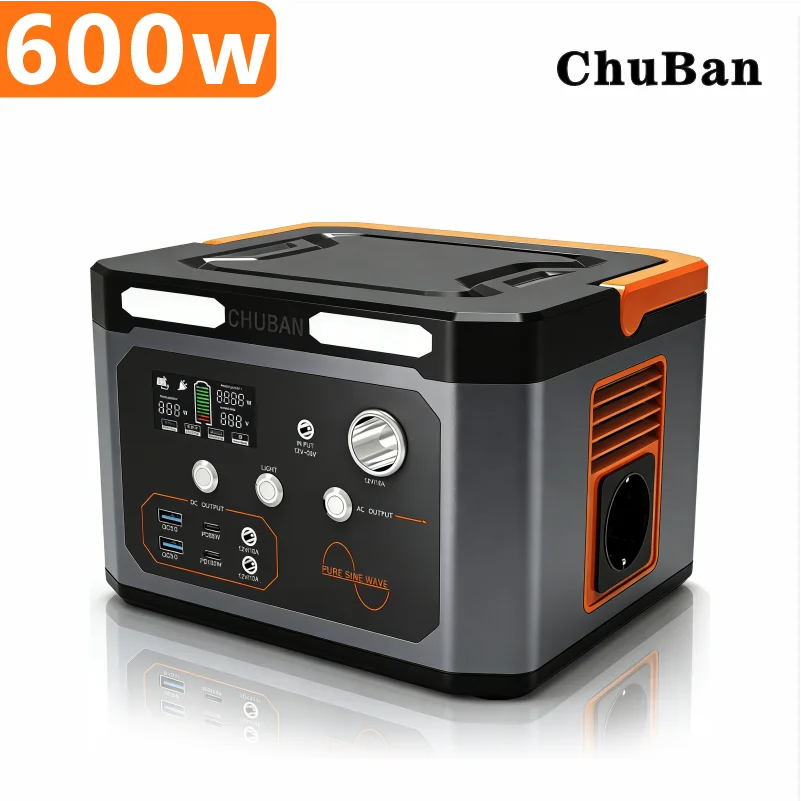 Estación de Energía Portátil de 600W y 100000mAh, Generador Solar de Onda Sinusoidal Pura para Emergencias, Hogar, Camping y Actividades al Aire Libre, Enchufe Europeo