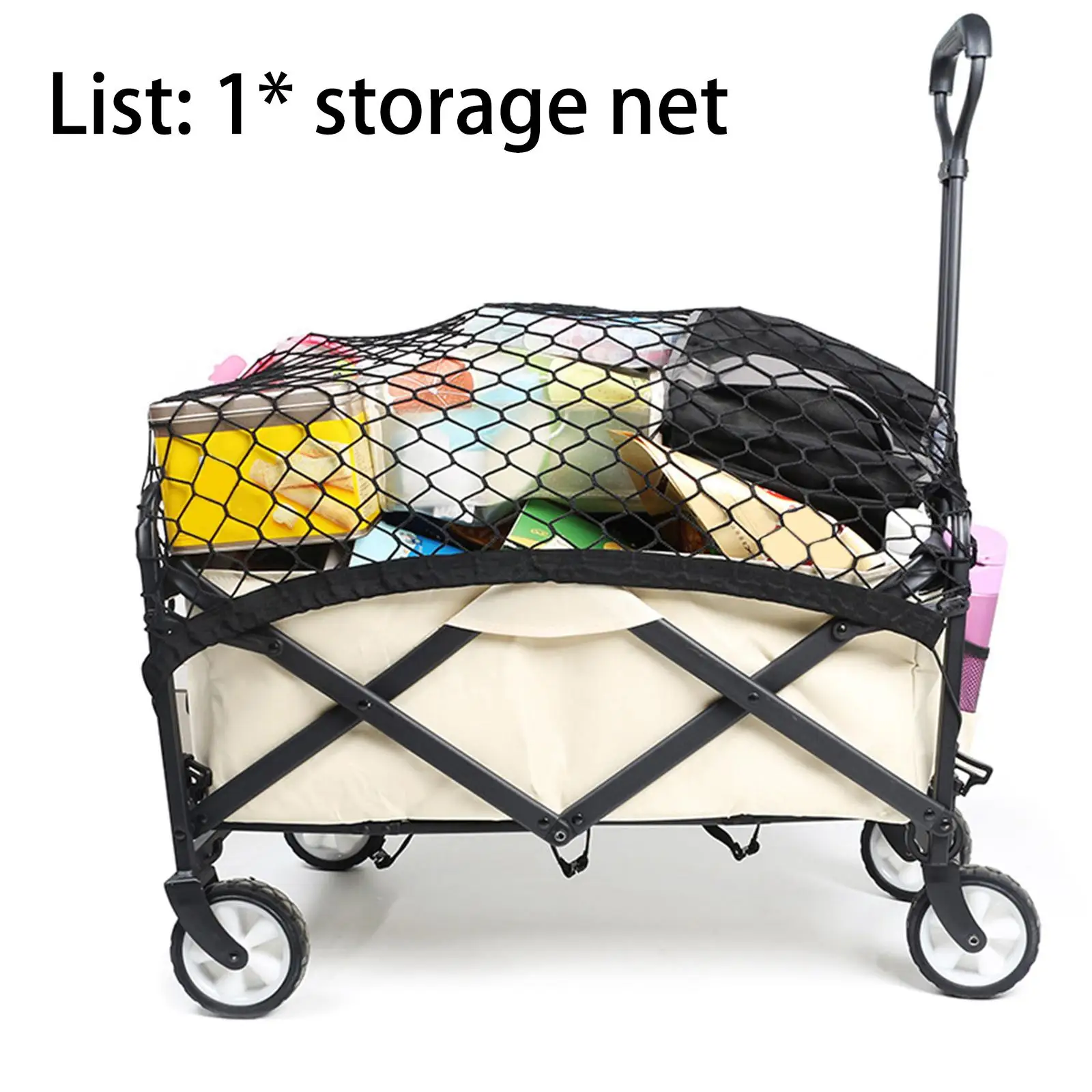 Strechable Cargo Net for Utility Folding Wagon Easily Install Accessory High Density Mesh Versatile Black 92x76cm Anti Falling