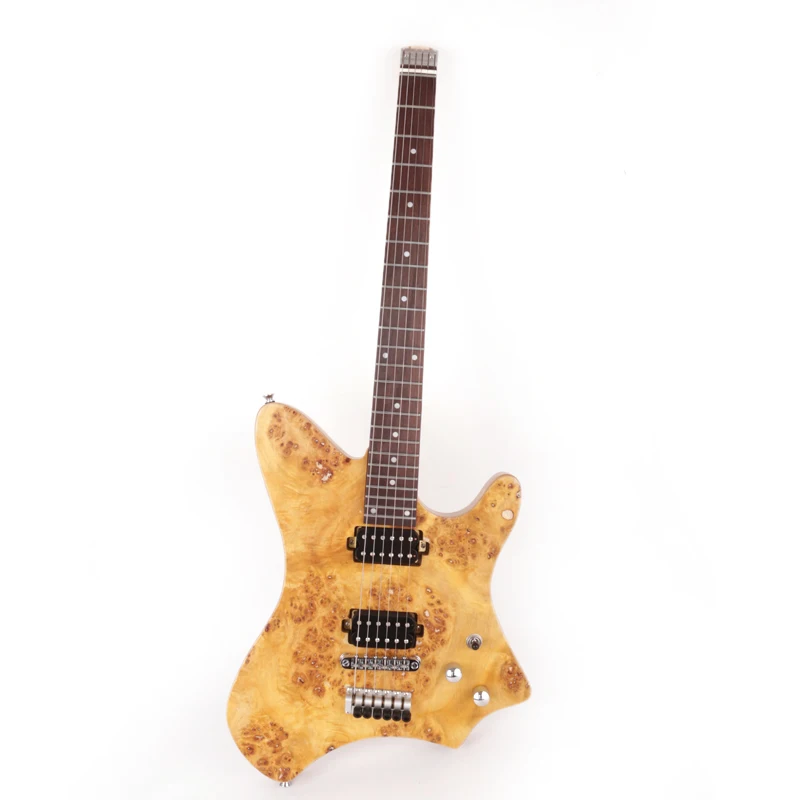 

Stock, headless electric guitar. Yellow, grade a maple neck, Korean hardware. Factory wholesale and retail, free shipping