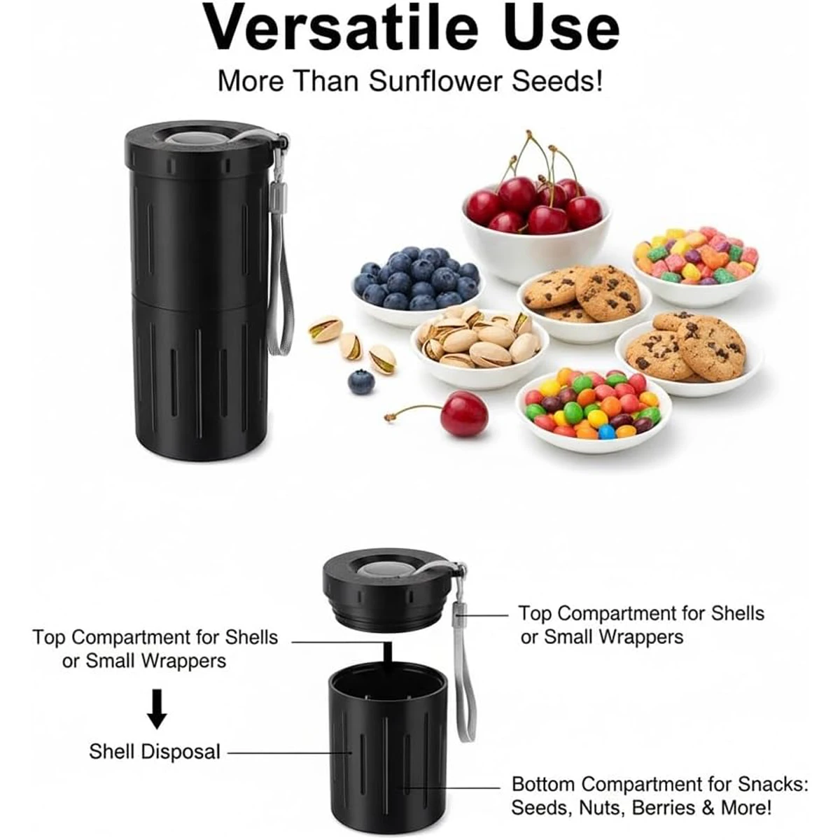 2026 New ABS Mess-Free Snacking With Seedss Storage And Shell Disposal Cups Travel Companion Melon Seedss Storage Cup