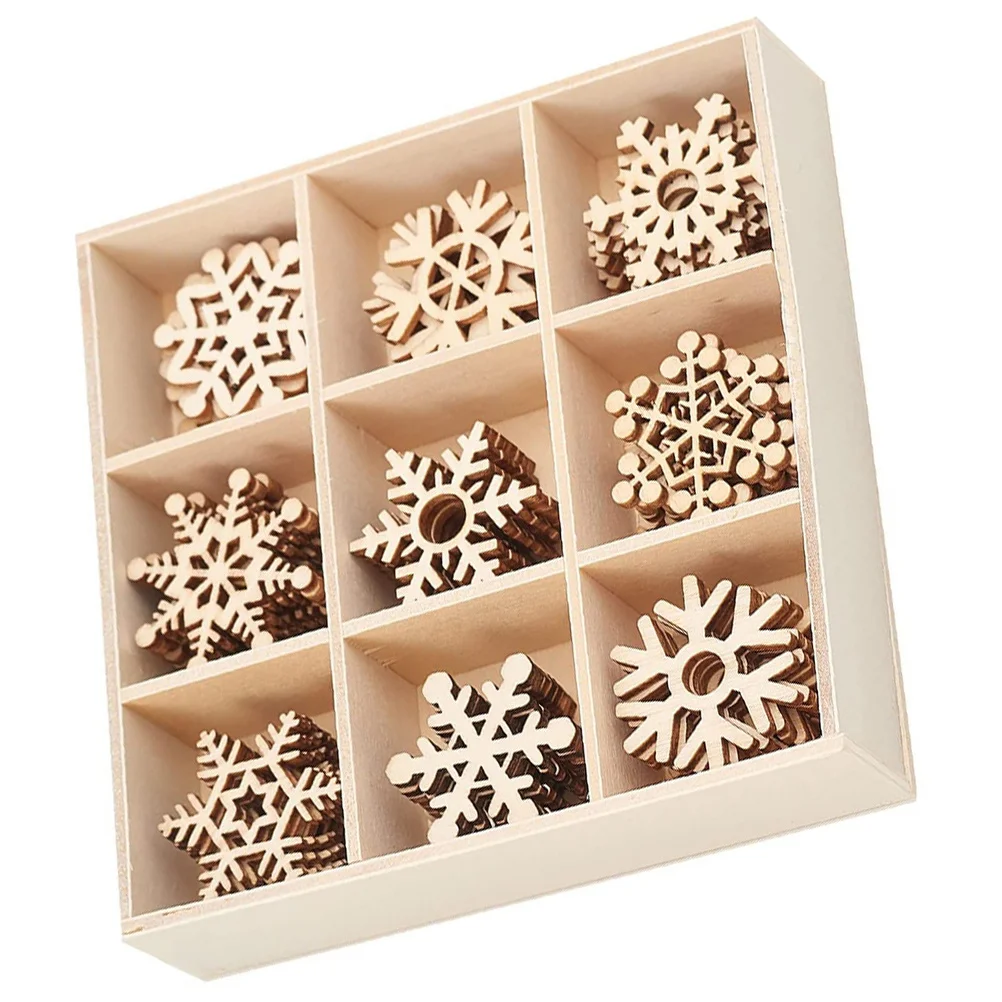 

45Pcs Wooden Mini Snowflake Pendants Christmas Ornaments Unfinished Cutouts DIY Crafts Indoor Hanging Decor Xmas Tree