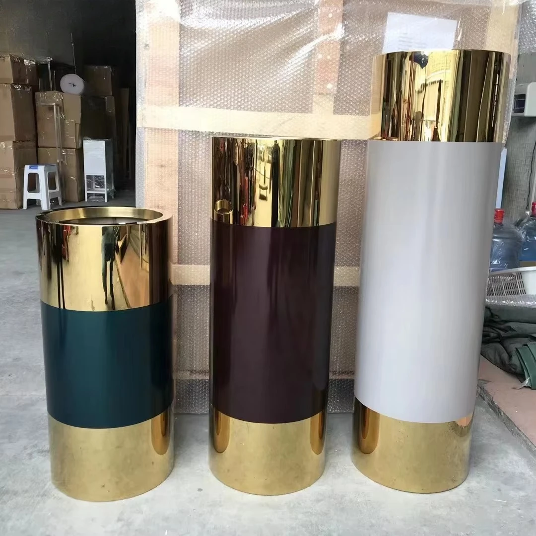 

yl-Stainless Steel Floor Flower Vase-Art Deco Design Wedding Decoration Customizable PVD Plating Indoor/Outdoor Use@