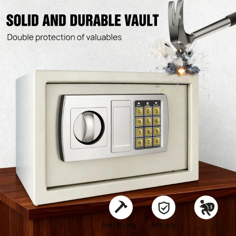 Waterproof Home Safe 8.5L Electronic Digital Safe Box with Two Spare Keys Suitable for Hotels Homes and Offices