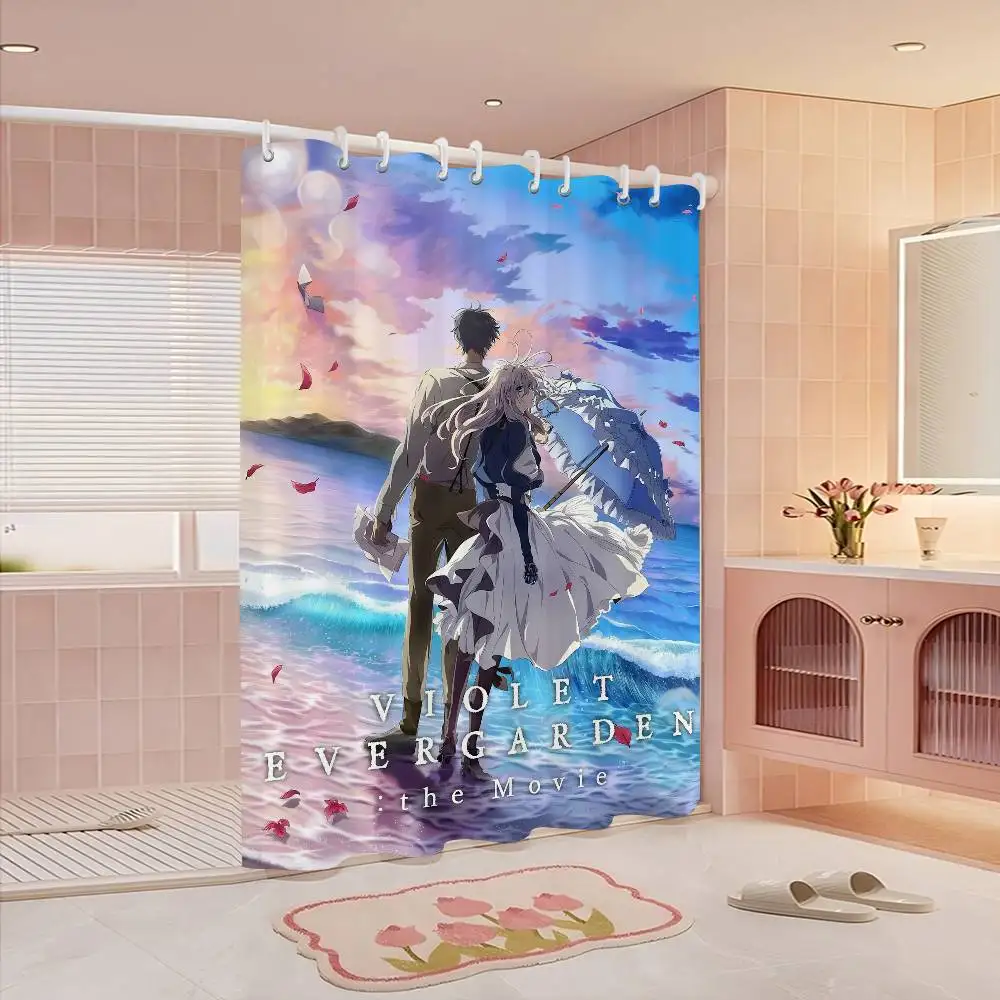 Anime Violet Evergarden Pattern Bathing Curtain Bathroom Shower Curtain Waterproof With 12 Hooks Home Deco