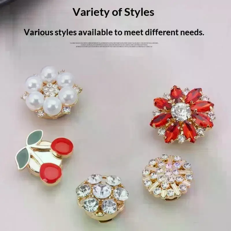 Decorative Pearl Crystal Button Covers Detachable Clip-on Shirt Coat Buttons Sewing for Diy Blouses Clothing Women Men