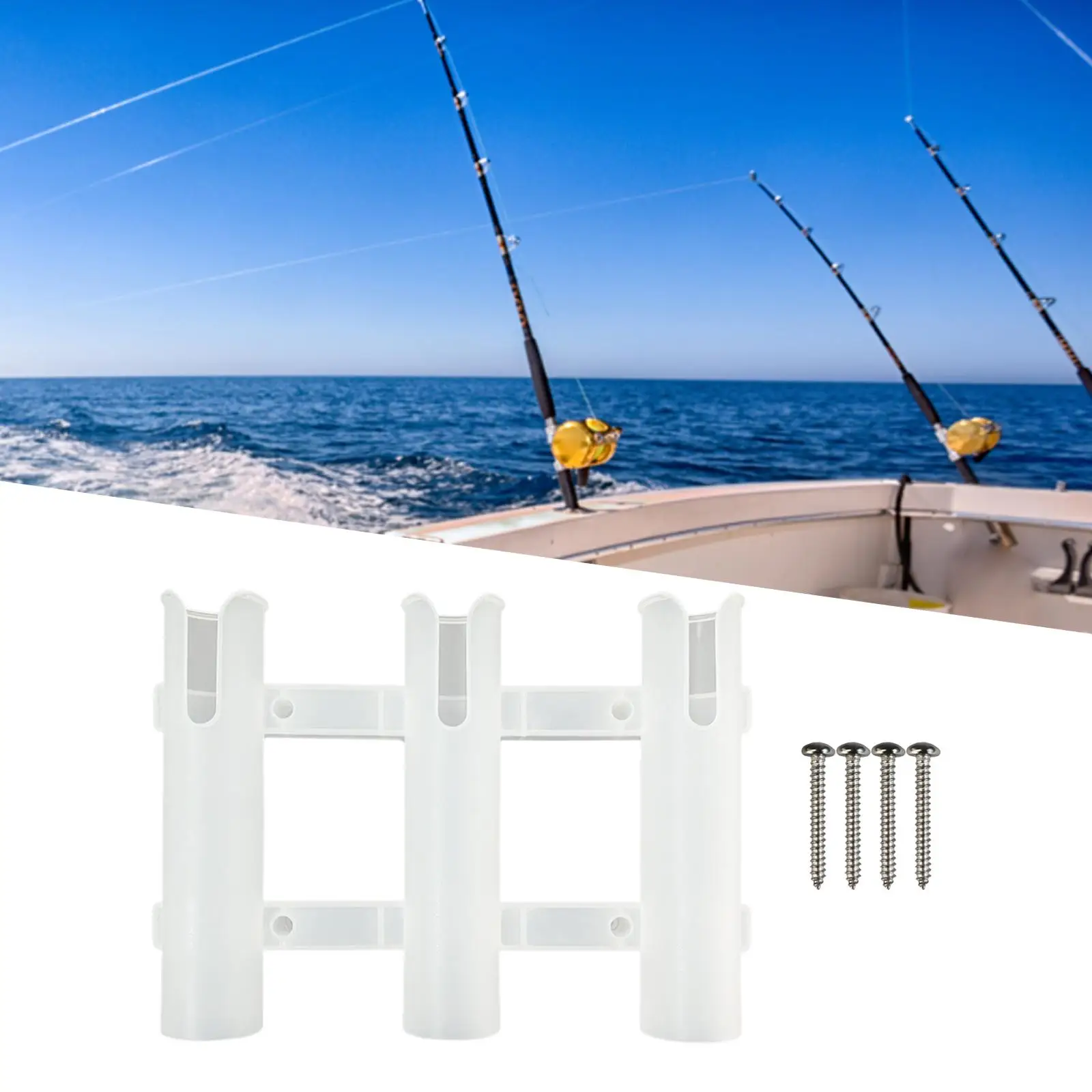 Durable Boat Fishing 3 Tube Rod Holder Bracket Frame with Screws 3 Rod Side Mount Wall mount for Pole Storage Marine Camper