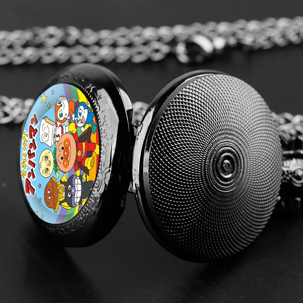 Cartoon Design Glass Dome Quartz Pocket Watch with Arabic Numerals Dial Durable Chain Perfect For Gifts