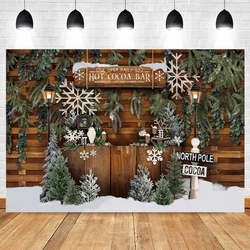 Christmas Backdrop for Photography Hot Cocoa Xmas Pine Trees Snow Winter Background Family Baby Portrait Photocall Photo Studio