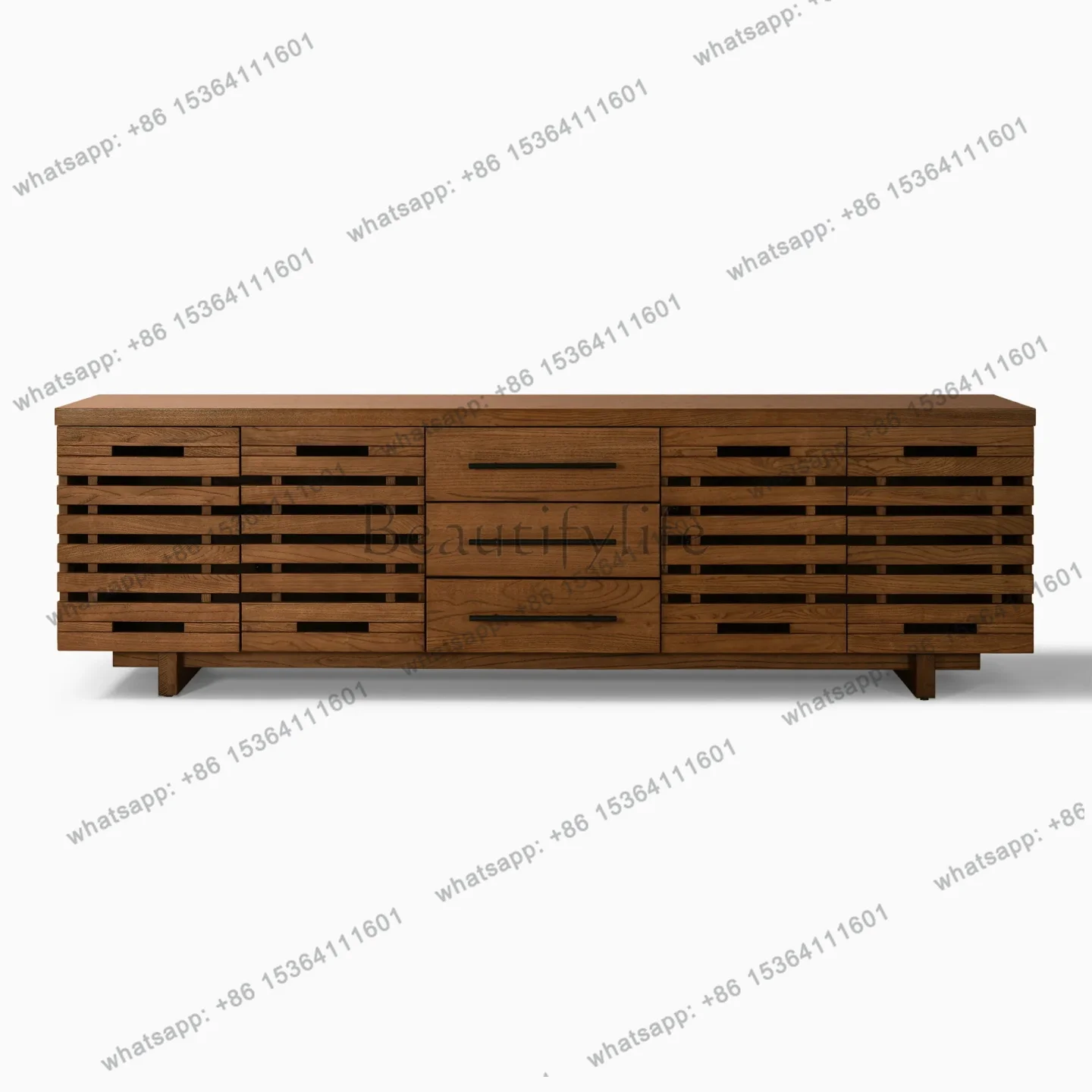 Solid wood, medieval style dining side cabinet, large capacity storage, retro style storage cabinet in living room