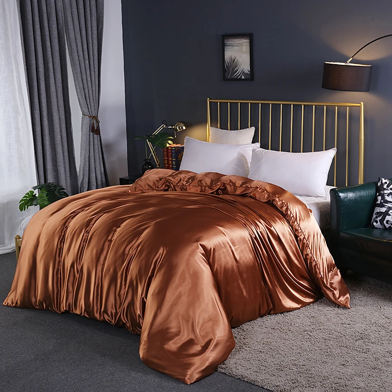 

Duvet Cover Luxury Satin Cover Single Double Queen Size Quilt Cover Home Comfortable Solid Color Bedding Cover