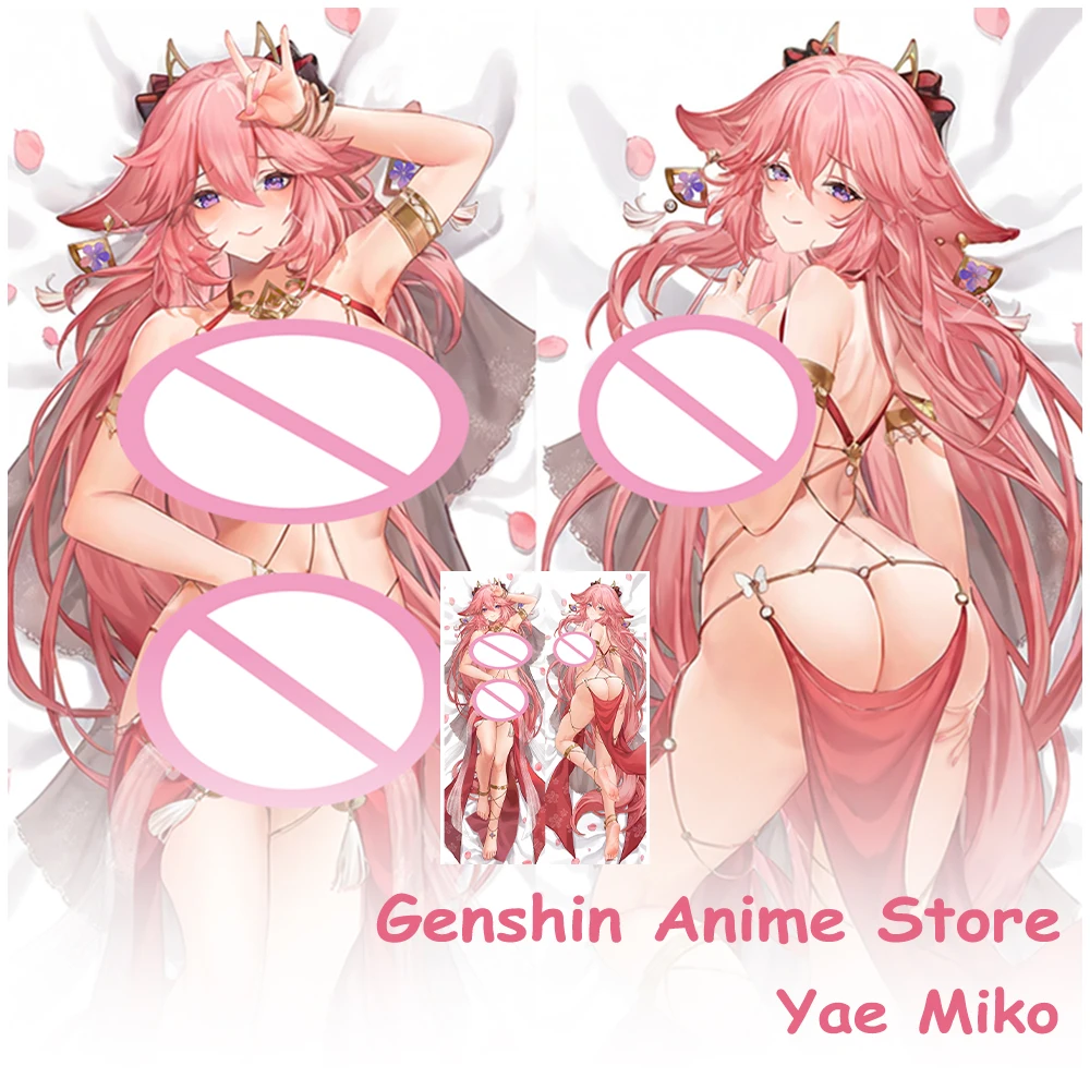 

Наволочка-дакимакура с персонажем Яэ Мико из Genshin Impact, двусторонняя печать, для косплея, полноразмерная подушка-чехол