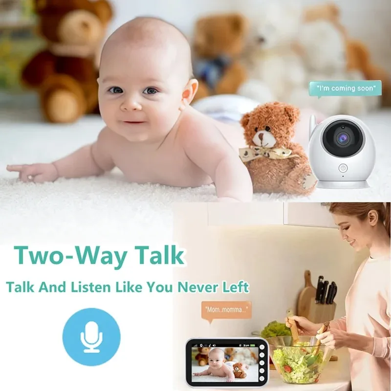 TIPJOY Baby Monitor Video da 4.3 pollici telecamera con rotazione di 360 gradi telecamera di sicurezza per visione notturna Audio Wireless a 2 vie