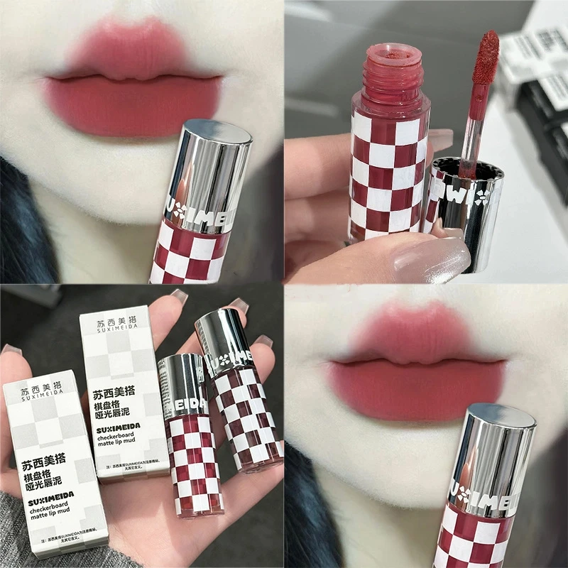 Matter Lippenstift, Punk, dunkelroter Lipgloss, wasserfest, langlebig, rauchig, nackt, lila, mattierter Lippenstift, natürliche Schokolade, Lippentönung, Make-up