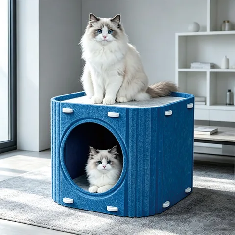 Cat Bed Felt Cat House Dual Layer Cave Cat Nest Washable Square Sleeping Hideout For Indoor Cats Kitten Rest Playing