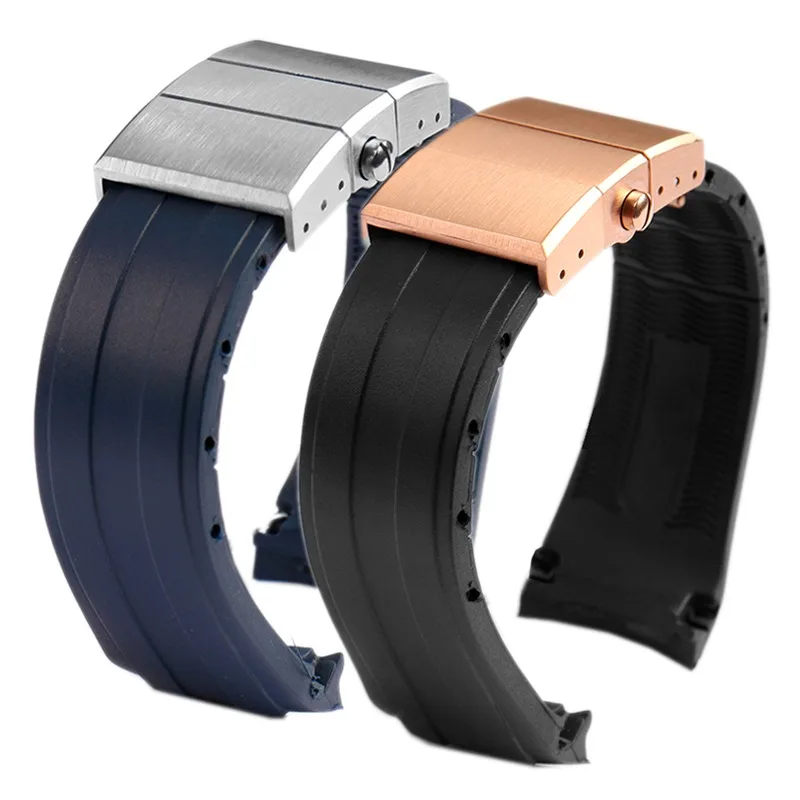 22mm Rubber Silicone Watch strap Folding Slider Buckle Watch band For Mido Ocean Star Calibre 80 belt Series wristband Bracelet