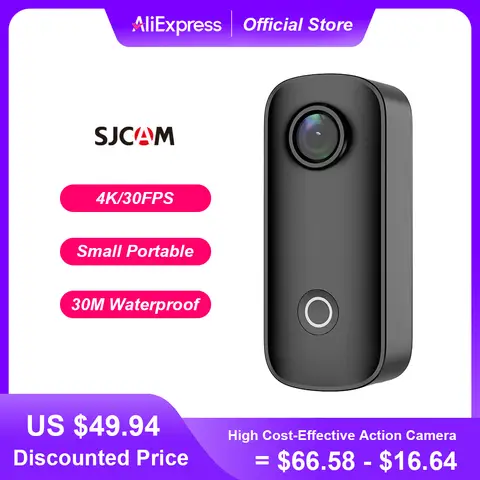 SJCAM C100 Plus 액션 캠 4K 전자 이미지 안정화 2.4G WiFi 30M 방수 케이스 스포츠 카메라 블랙 화이트