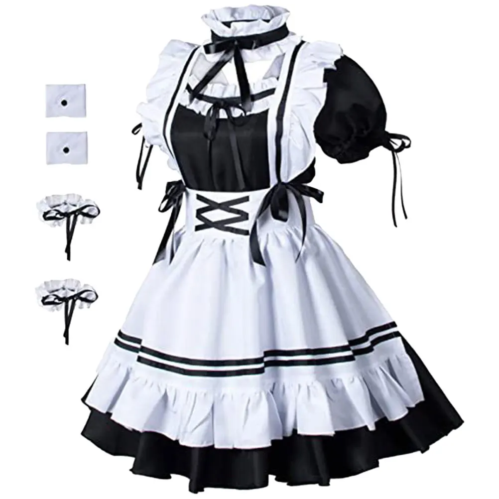 

Maid Costume for Women Halloween Outfit Cosplay Dress Party Role Play Waitress Uniform Set
