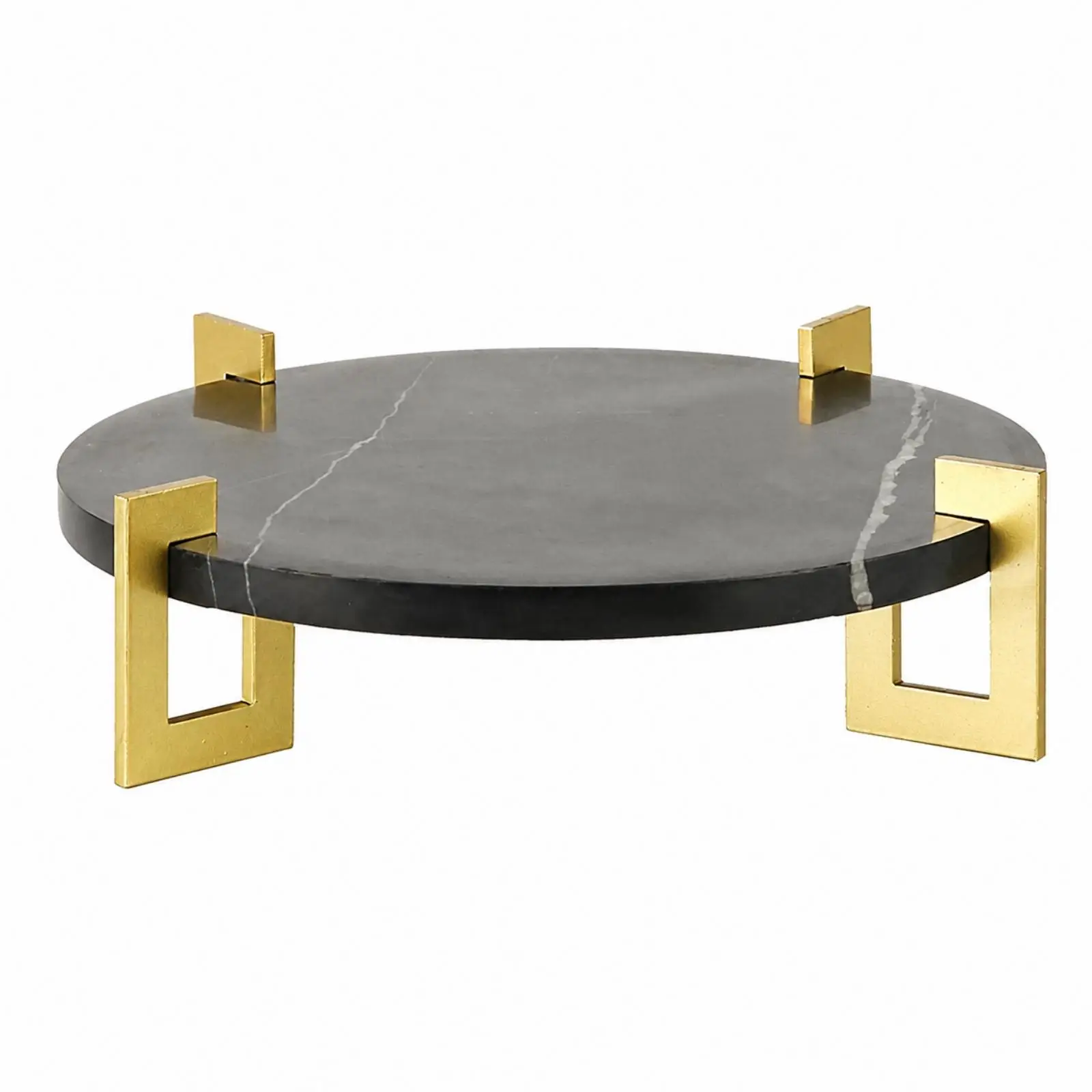 Decorative Marble Tray with Gold Metal Legs for Coffee Table Storage and Display of Jewelry Fruit Accessories
