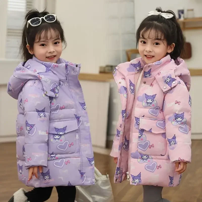 

Sweet Anime Kawaii MINISO Kuromi Fashion New Children Long Sleeve Jacket Cute Cartoon Thickened Coat Clothing Gifts for Kids