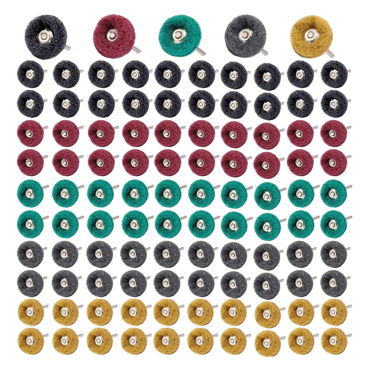 

100Pc Abrasive Buffing Wheels 1 Inch Buffing Polishing Wheel Set 1/8In shank Grit Scouring Pad Abrasive Wheel Polishing