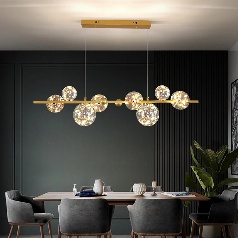 Moderne Restaurant LED Kronleuchter Gold/Schwarz Wohnzimmer Küche Luxus Innen Beleuchtung Raum Dekoration Nordic Lampen