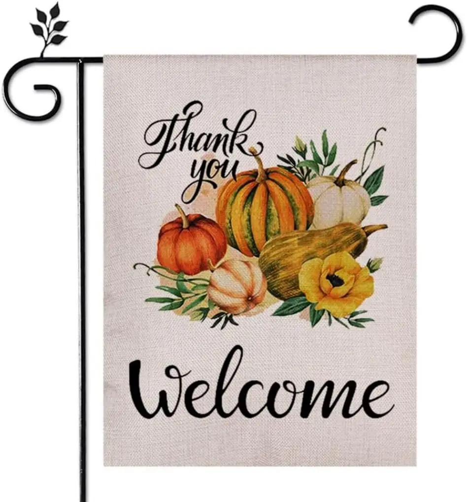 Fall Welcome Garden Flag Floral Thankgiving Double Sided Vertical Rustic Farmhouse Yard Seasonal Holiday Outdoor Decor 12×18 Inc