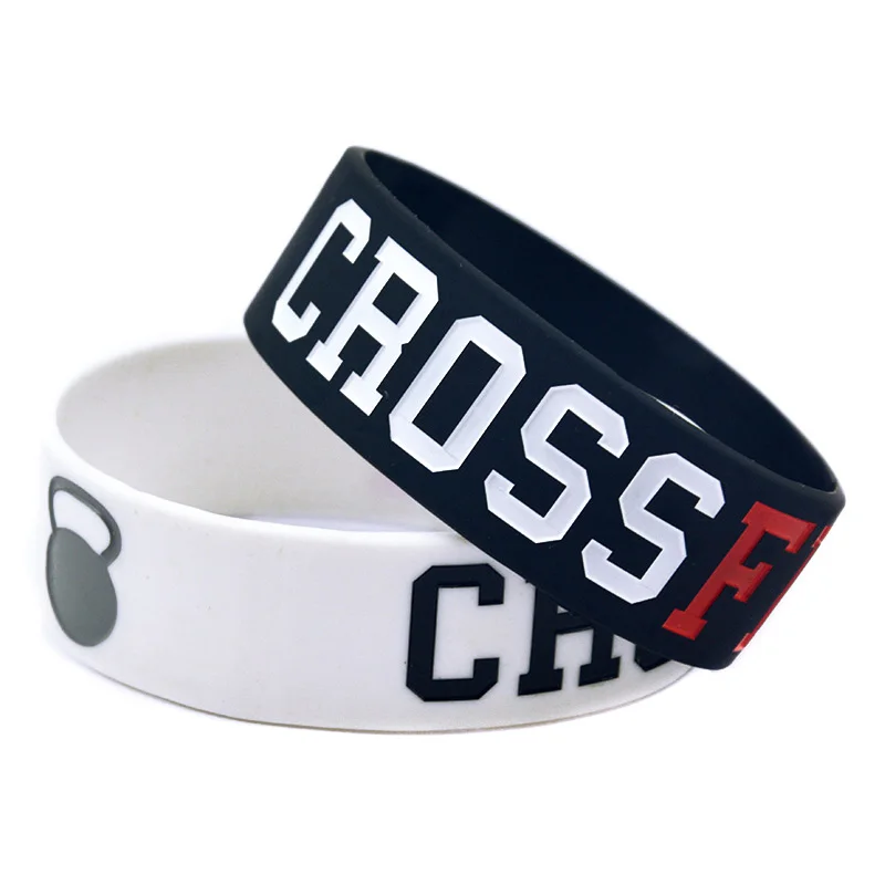 25 Pcs One Inch Wide CrossFit Silicone Rubber Wristband Sport Bracelet for Women or Men Bangle