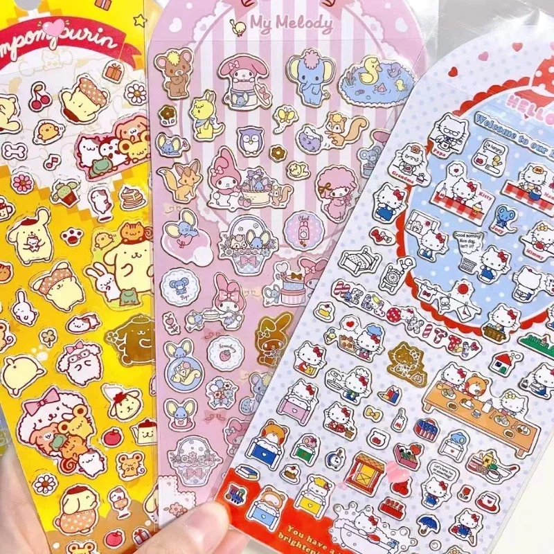 New Sanrio Cute Melody Corner Gemini Sticker Cartoon Hello Kitty Gold Stamping Sticker Sticker Decorative  wholesale