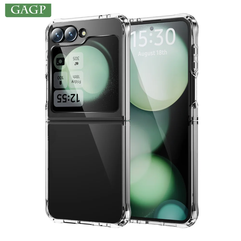 Original Transparent PC Case For Samsung Galaxy Z Flip 5 3 4 Ultra Slim Lens Protection Clear Hard TPU Cover For Galaxy Flip 5