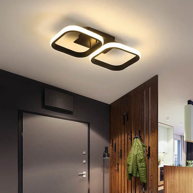 Imagem -02 - Luz de Teto Led Moderna Anel Lâmpada do Corredor Quarto Sala Estar Cozinha Escada Canto Iluminação para Casa Luminária Quadrada Redonda