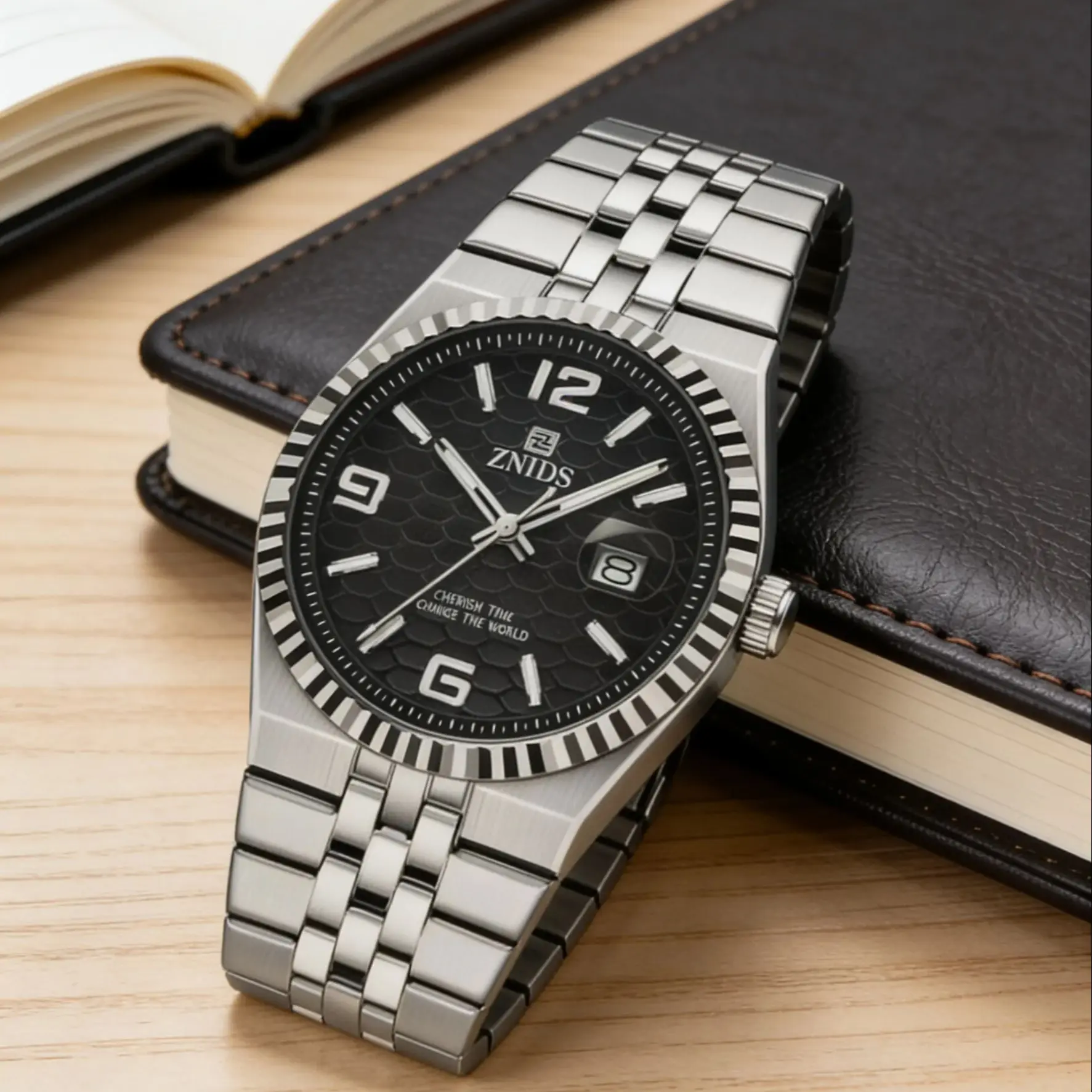Classic Men's Quartz Wristwatch |   Stainless Steel Watch Band |   Black/White/Ice Blue Dial Options |   Date Display |   Waterproof |   Luxury Men's Business Watch |   Perfect for Work, Meetings, and Everyday Wear