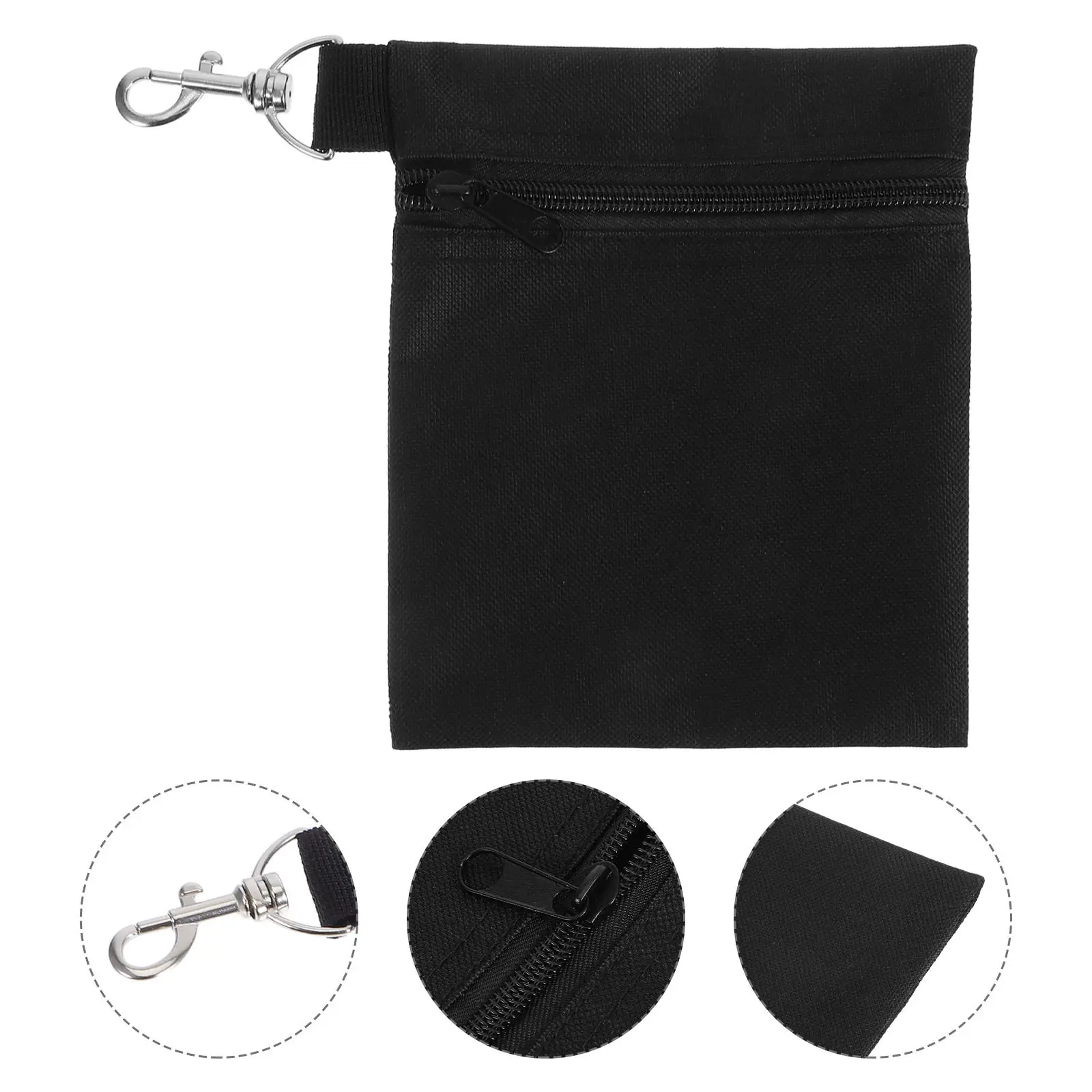 

2Pcs Golf Tee Pouch Nylon Lightweight Wear-Resistant Waist Bag Zipper Closure Golf Accessories Holder Rotating Clip