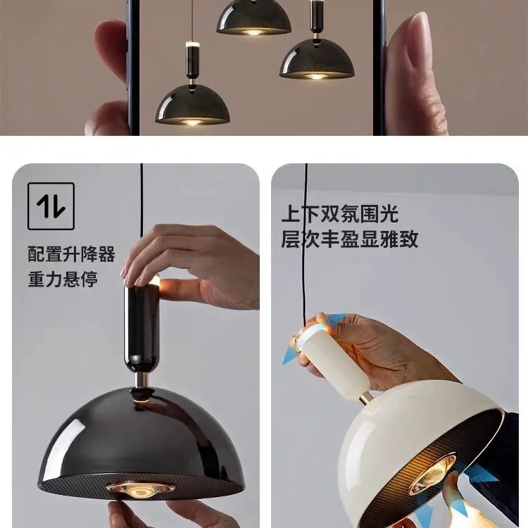 Bedroom bedside pendant light simple and high-end eye protection Nordic ins style bedside lifting pendant light