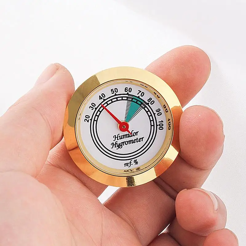 Humidor Hygrometer Round Cigar High Precision Moisture Meter Tobacco Humidor Accurate Portable Mini Analogue Humidor Hygrometer