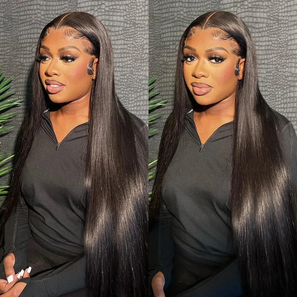 Brasilianische Glatte Lace-Front-Perücke 13x6 HD Lace Frontal Echthaar-Perücken 200 Dichte Glattes Haar Perücke mit Babyhaar für Frauen