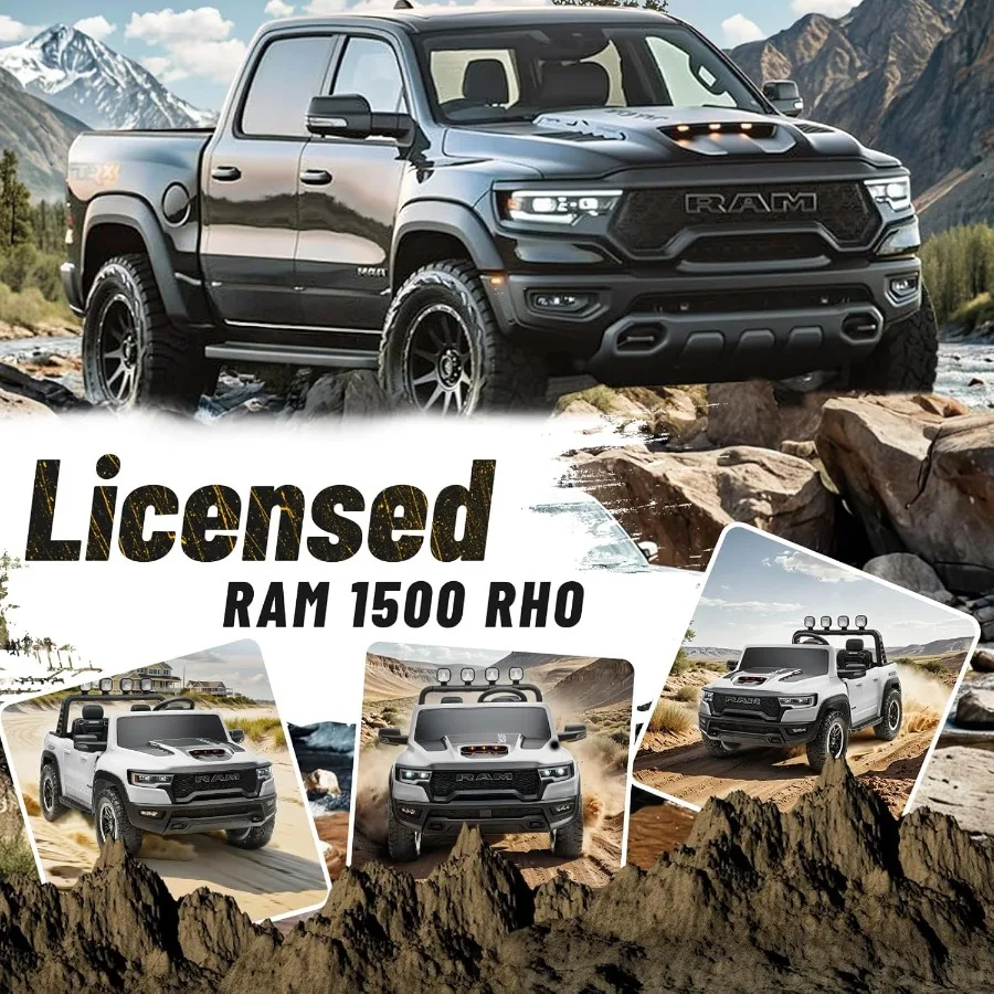 Elektrische auto voor gelicentieerde Ram 1500 RHO 24V rit op speelgoed voor grote batterij aangedreven met ouder afstandsbediening LED-licht / muziek / MP3