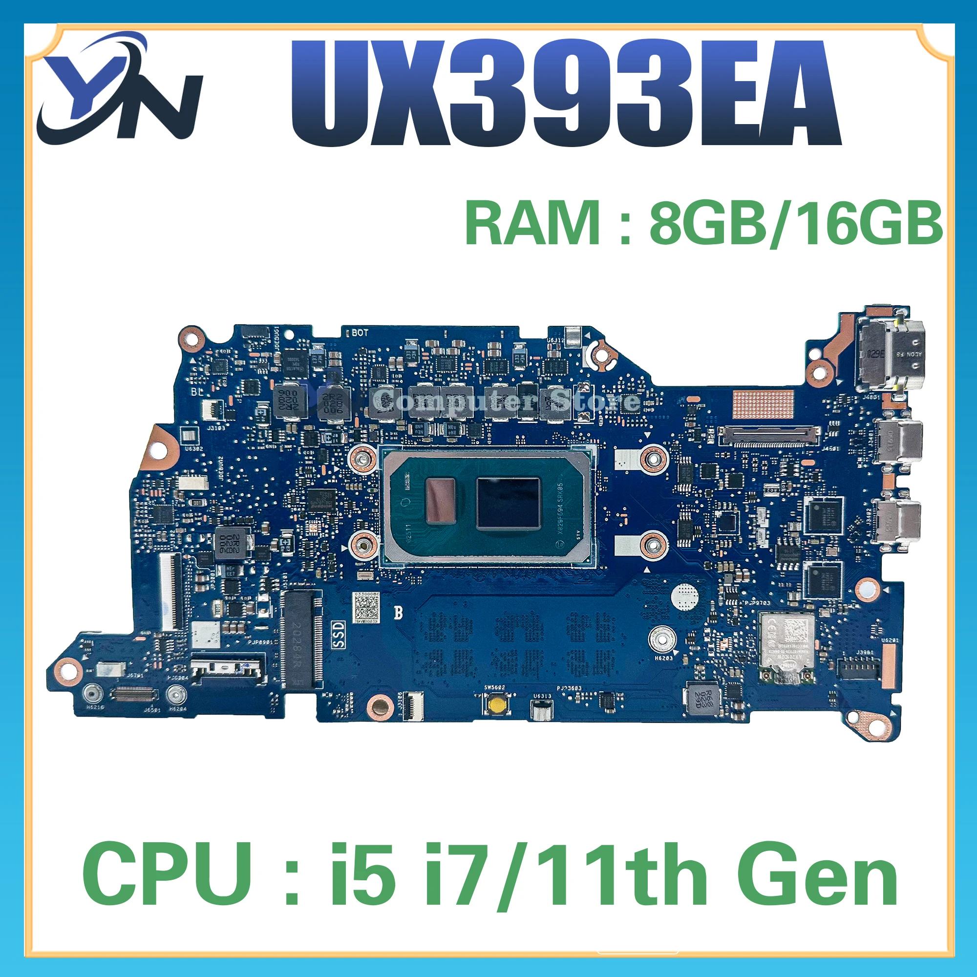 UX393E Mainboard For ASUS UX393EA UX3000EA UX3000E Laptop Motherboard i5 i7 11th Gen RAM-8GB/16GB 100% Test OK