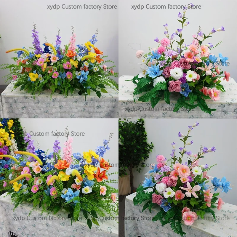 

Rose Green Plant Leaf Wedding Silk Flower Earth Row Flower Flower Stage Wedding Road Lead Event Layout Floor Flower Arrangement