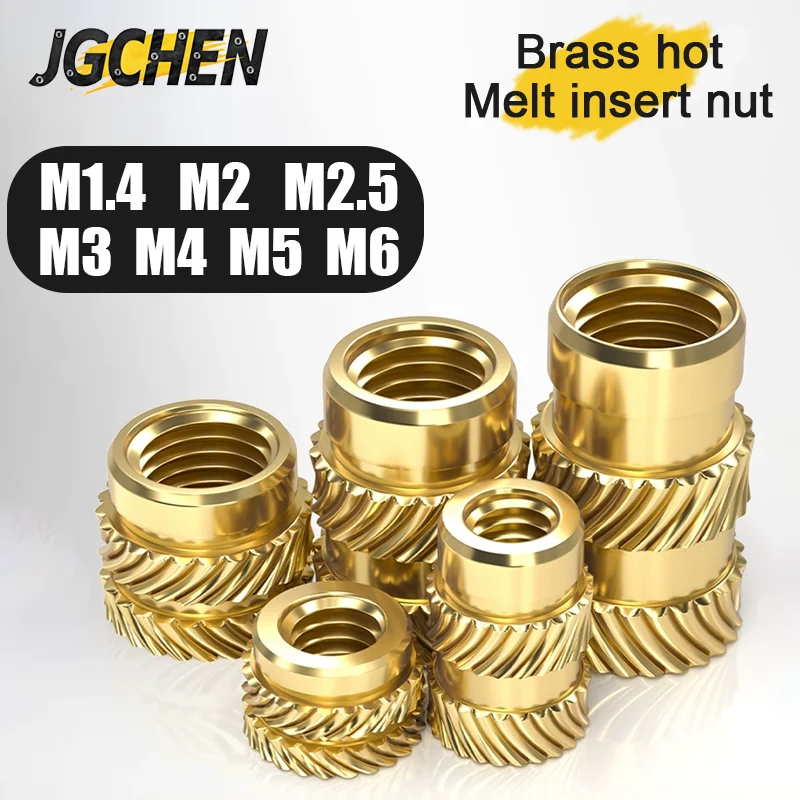 Brass Hot Melt Insert Knurled Nut M2 M2.5 M3 M4 M5 M6 Thread Heat Molding Brass Inserts Injection Embedment Nut for 3D Printer