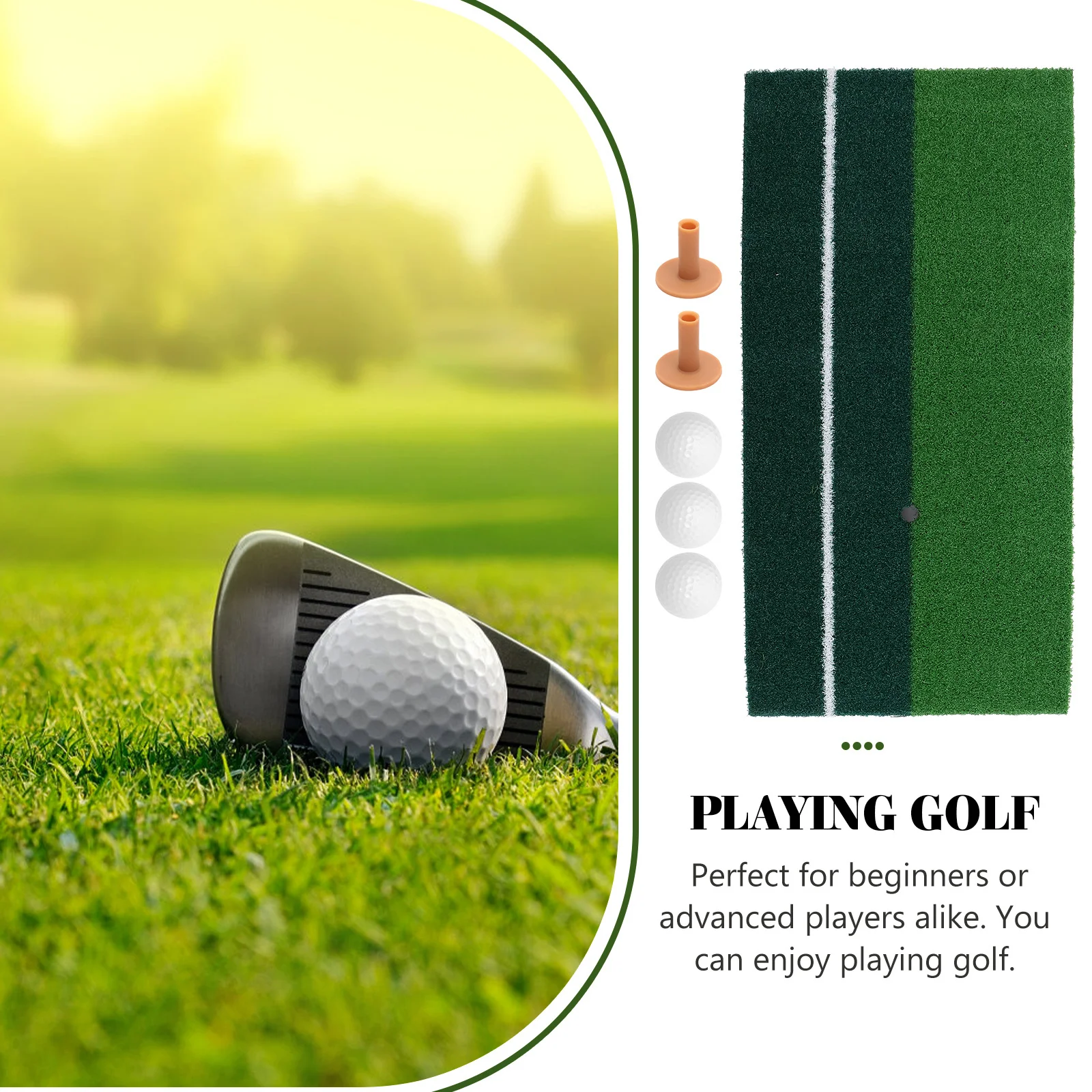 

2Pcs Premium Hitting Mat 30x60cm Lifelike Feel Swing Practice Pad for Indoor Outdoor Golf Training Portable Mat with Ball