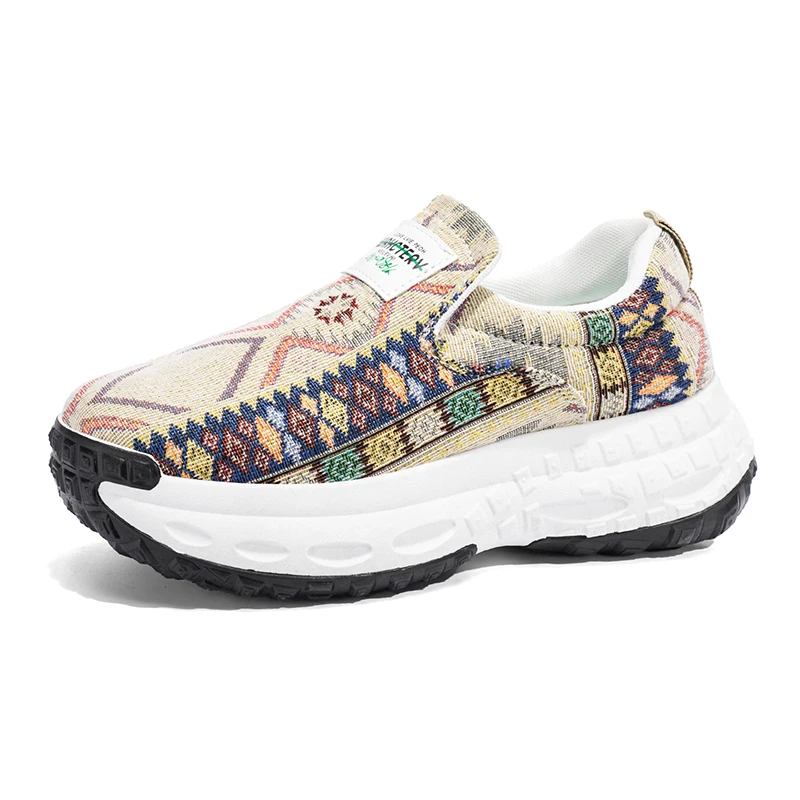 

Men's motorcycle shoes, thick soled floral fabric, fashionable sports and leisure shoes