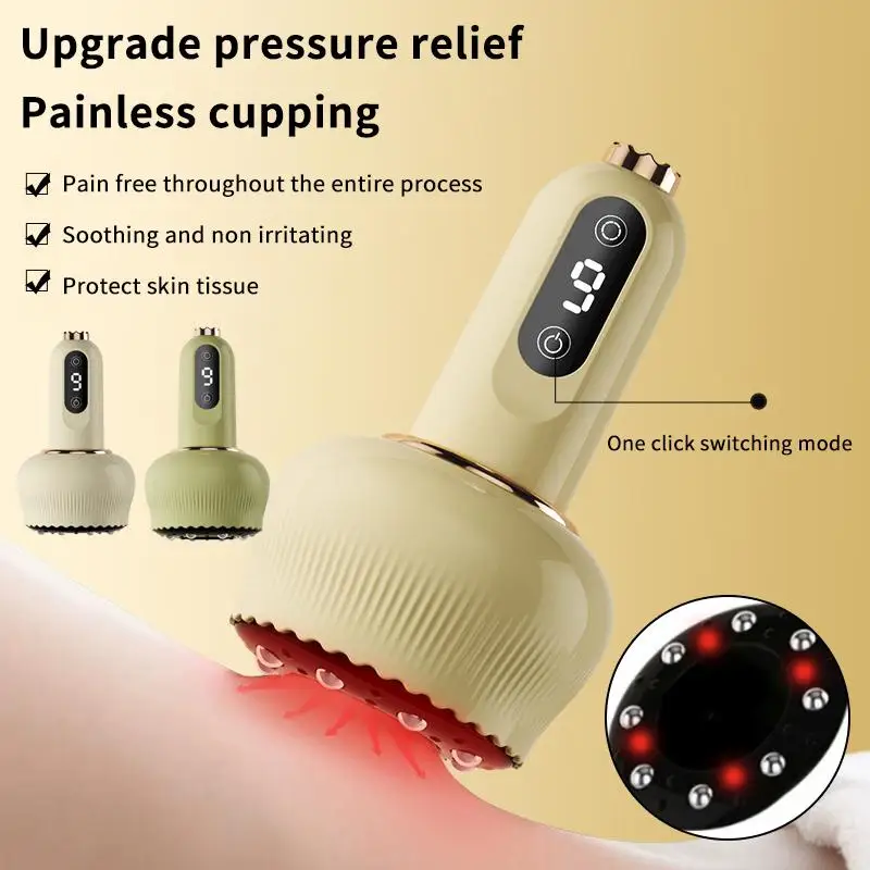 

USB Rechargeable Abdominal Massager 9 Levels For Hot Compress And Adjustable Guasha Cupping Intensity Arm And Leg Massage Handhe