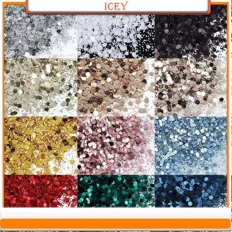 

Icey Beauty 50g Glitter Nail Glitter Mixed with Scallion Powder Nail Glitter DIY Drip Glue Quicksand