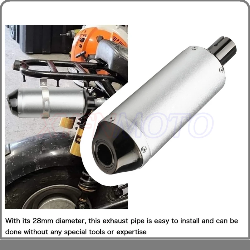 28mm Universal Exhaust Pipe Motorcycle Muffler  For Dirt Pit Bike 125-250cc ATV Scooter Motocross Refit Accessories