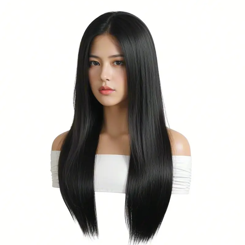 Elegant Long Straight Wig For Women - Heat Resistant Synthetic Hair For Cosplay & Halloween